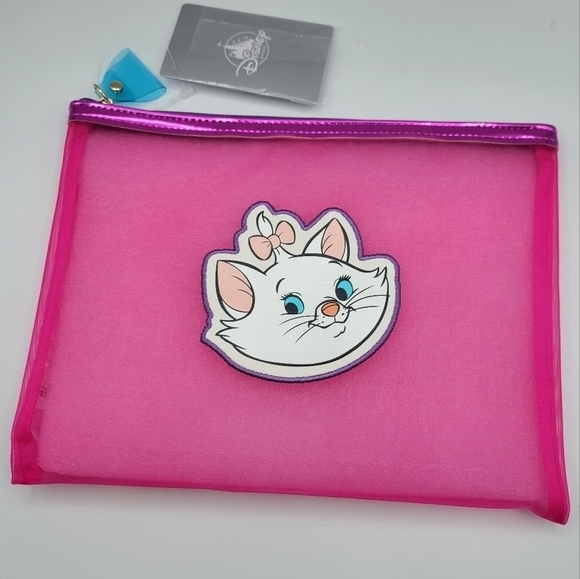 Disney Marie Aristocats Pink Mesh flat Pouch bag - Picture 1 of 6